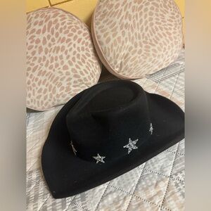 Black Hat with Silver Star Accents